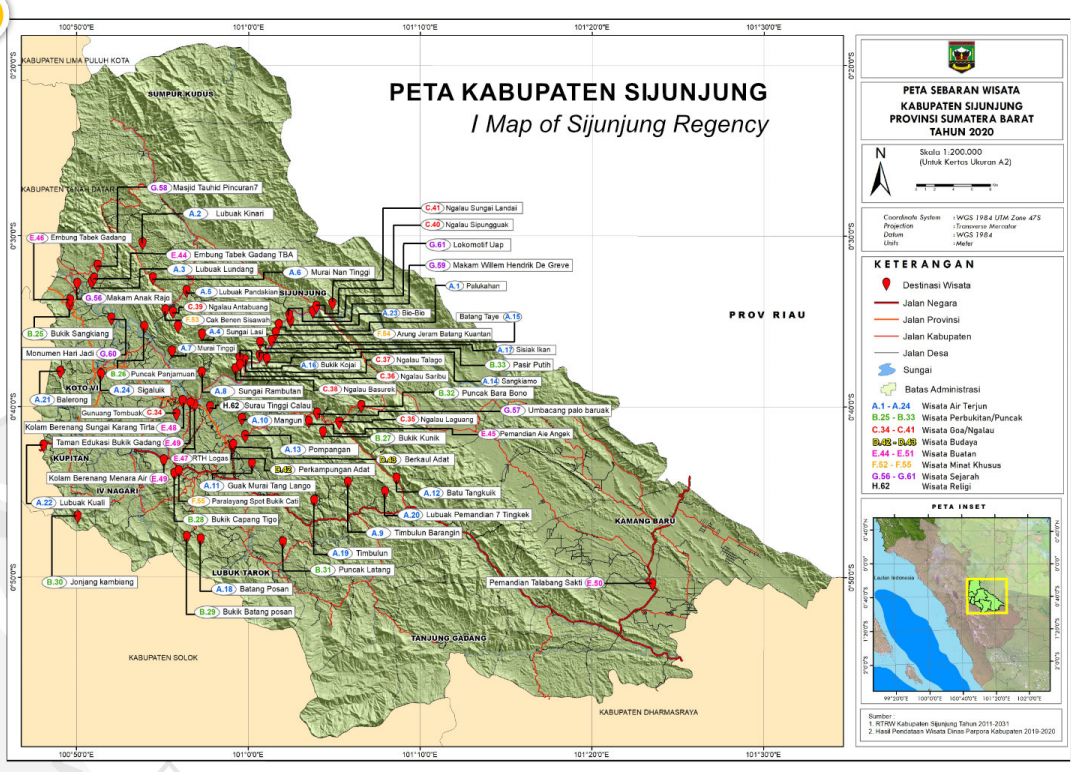 Peta Sebaran Wisata Kabupaten Sijunjung